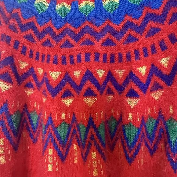 Womens Christmas Fair Isle Sweater Size M Fuzzy Cozy Ugly Holiday Party Festive - Picture 9 of 12